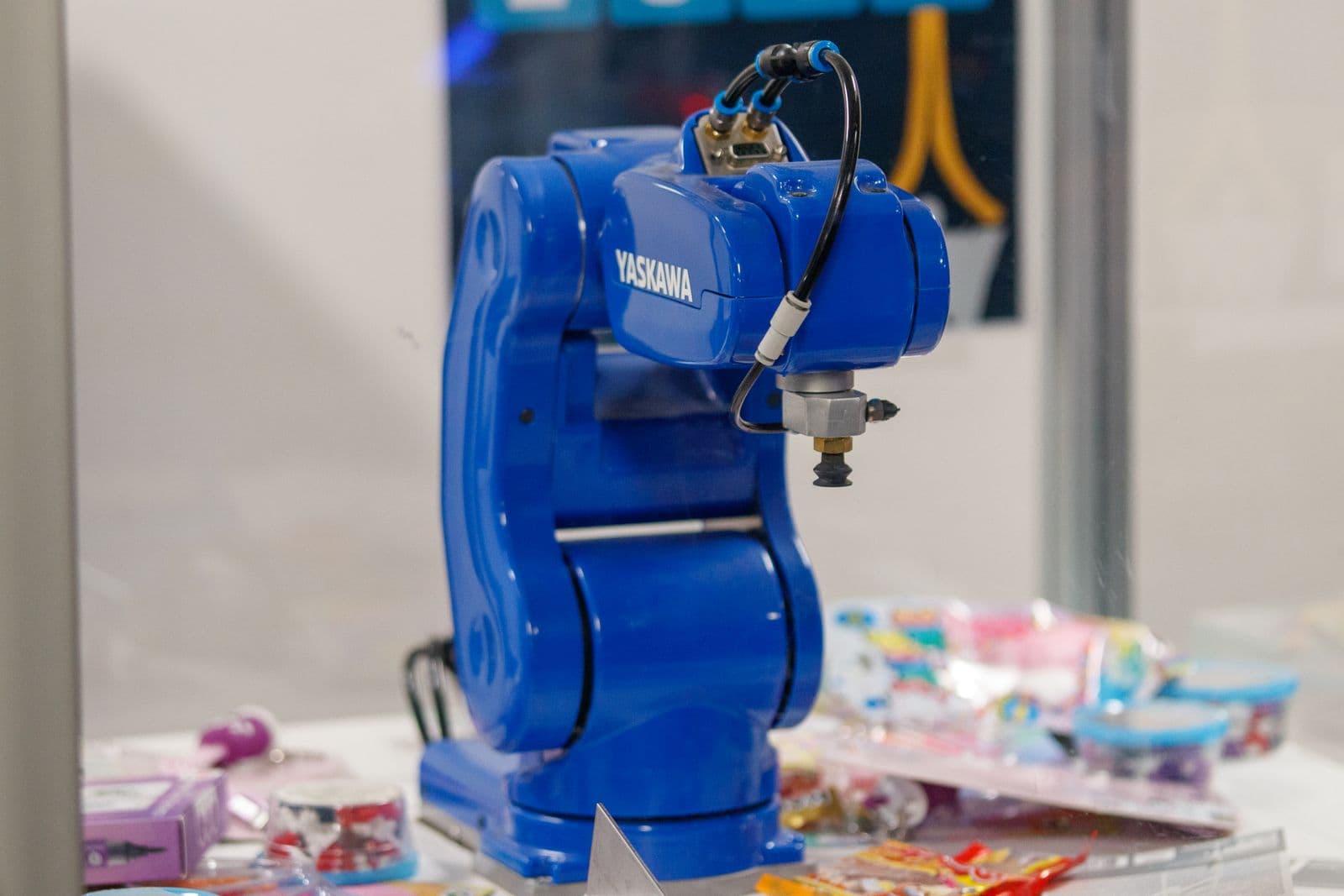 Industrial robot arm at work