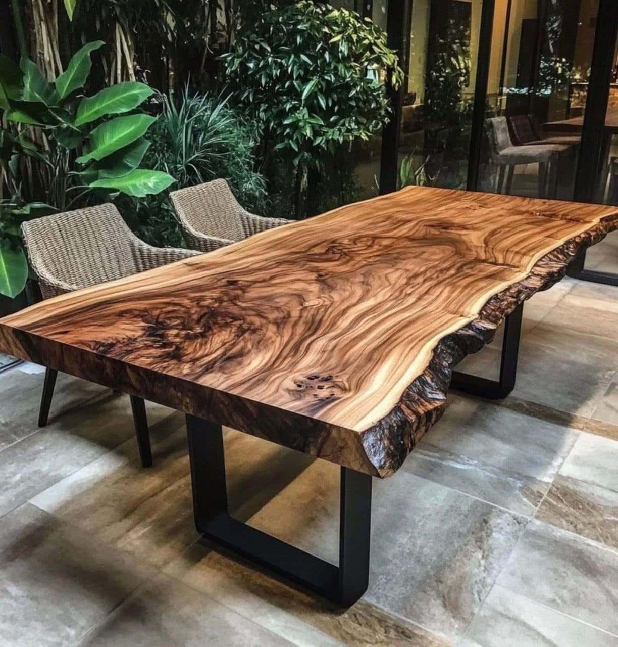 Live-edge walnut table made by Wood B's Custom Woodworking